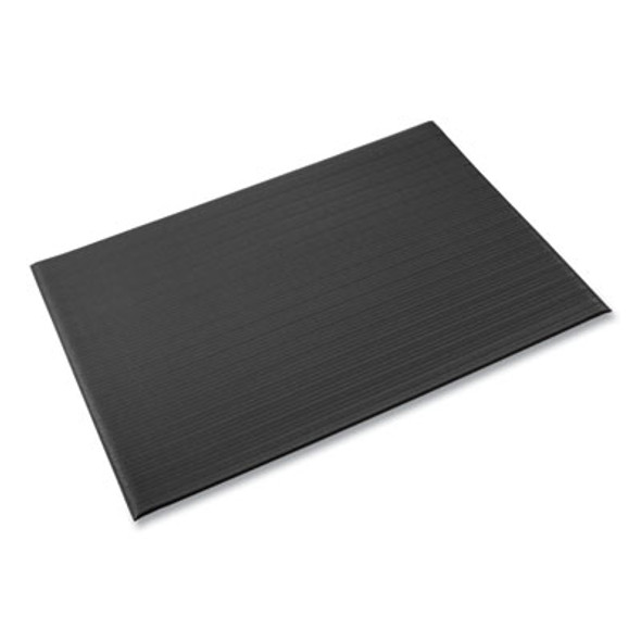 Ribbed Vinyl Anti-Fatigue Mat, Rectangular, Black Ribbed Surface, 36" x 12 Ft