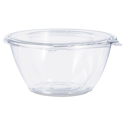 Safeseal Tamper-Resistant, Tamper-Evident Bowls With Flat Lid, 32 Oz, 7" Diameter x 3.2" h, Clear, Plastic, 150/Carton