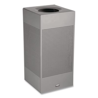 Designer Line Silhouettes Waste Receptacle, 16 Gal, Steel, Silver Metallic