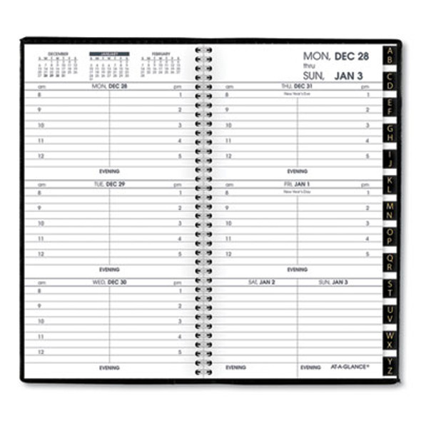 Compact Weekly Appointment Book, 6.25 x 3.25, Black Cover, 12-Month (Jan To Dec): 2026