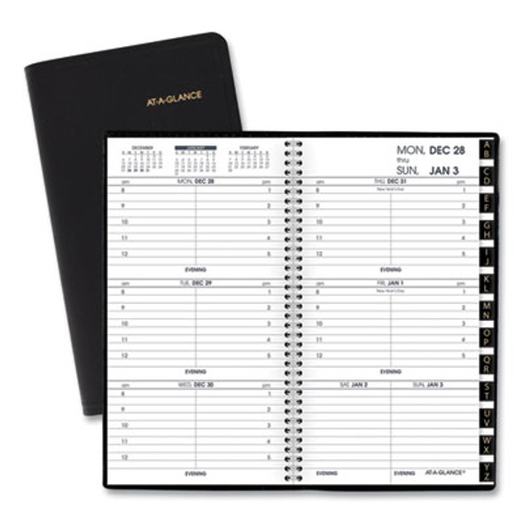 Compact Weekly Appointment Book, 6.25 x 3.25, Black Cover, 12-Month (Jan To Dec): 2026