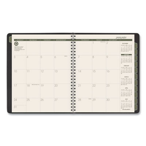 Recycled Monthly Planner With Perforated Memo Section, 8.75 x 7, Black Cover, 12-Month (Jan To Dec): 2026