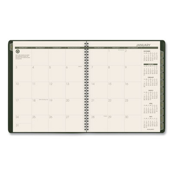 Recycled Monthly Planner, 11 x 9, Green Cover, 13-Month: Jan 2026 To Jan 2027