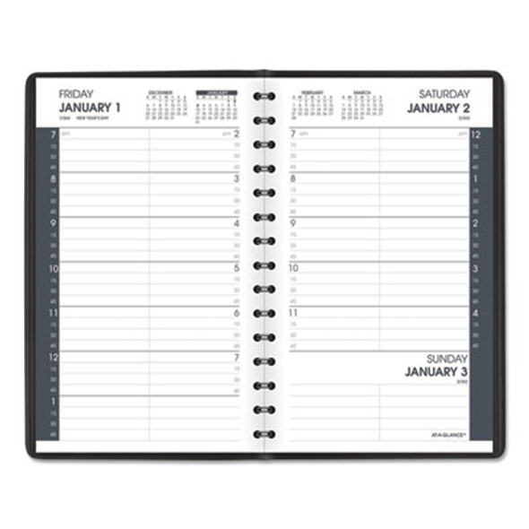 Daily Appointment Book With 15-Minute Appointments, One Day/Page: Mon To Sun, 8 x 5, Black Cover, 12-Month (Jan To Dec): 2026