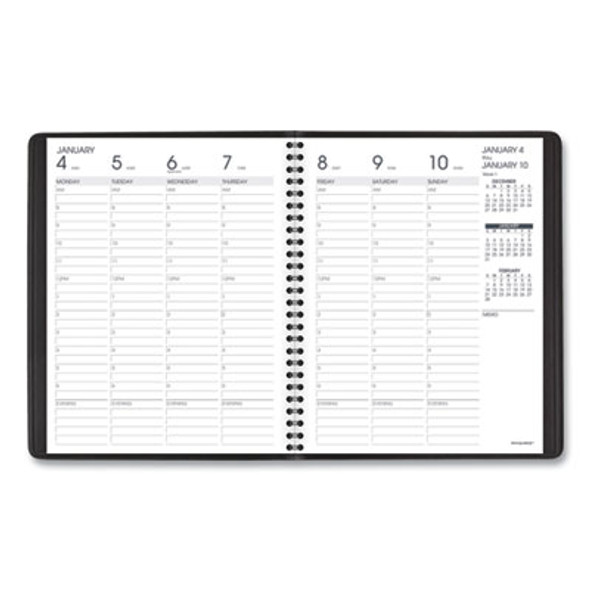 Weekly Vertical-Column Appointment Book Ruled For Hourly Appointments, 8.75 x 7, Black Cover, 13-Month: Jan 2026 To Jan 2027