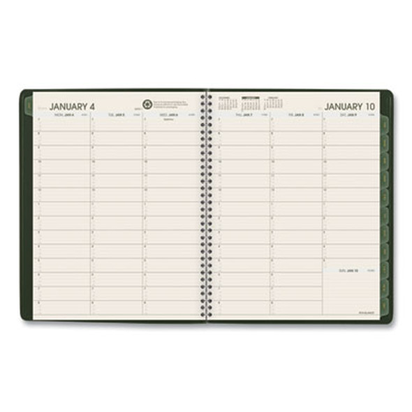 Recycled Weekly Vertical-Column Format Appointment Book, 11 x 8.25, Green Cover, 12-Month (Jan To Dec): 2026