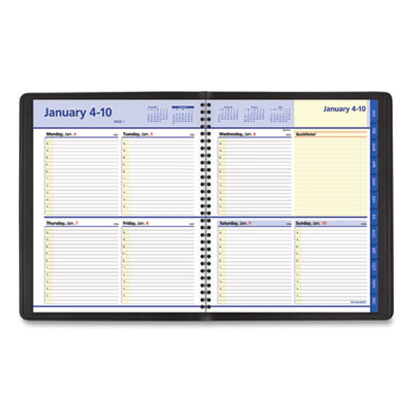 Quicknotes Weekly Block Format Appointment Book, 10 x 8, Black Cover, 12-Month (Jan To Dec): 2026