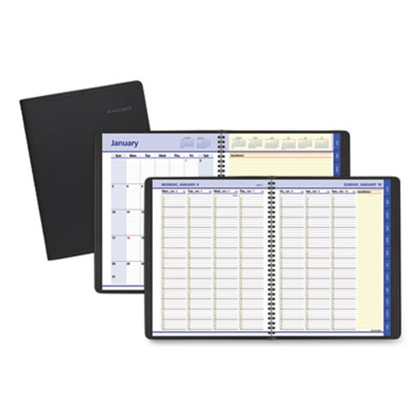 Quicknotes Weekly Vertical-Column Format Appointment Book, 11 x 8.25, Black Cover, 12-Month (Jan To Dec): 2026