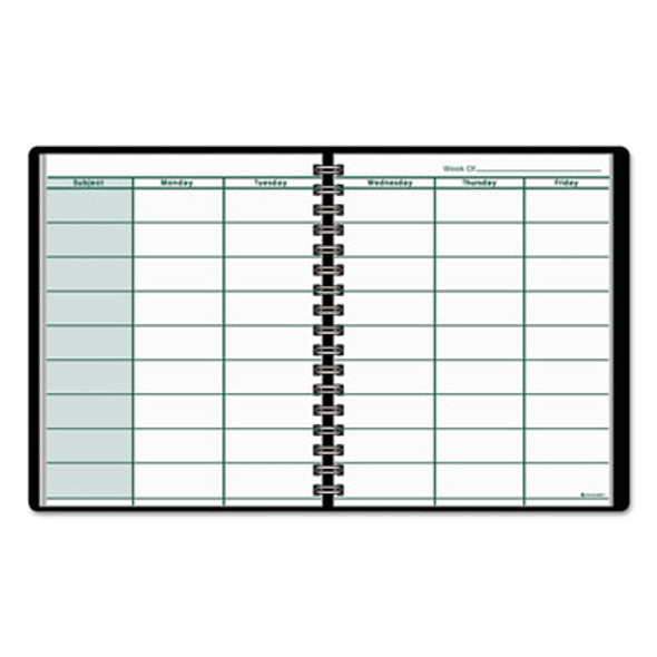 Undated Teacher's Planner, Weekly, 9 Classes, Black Cover, 10.88 x 8.25 Sheets, 12-Month (July To June)