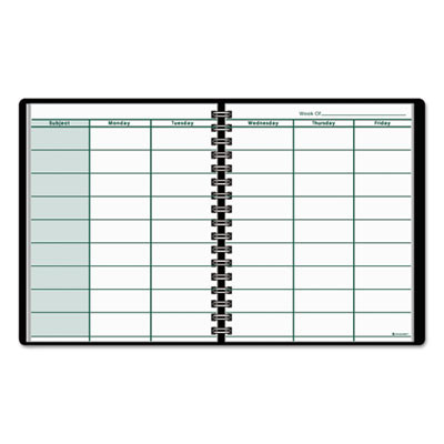 Undated Teacher's Planner, Weekly, 9 Classes, Black Cover, 10.88 x 8.25 Sheets, 12-Month (July To June)