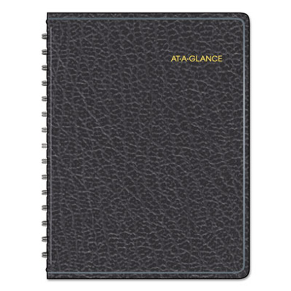 Four-Person Group Undated Daily Appointment Book, 10.88 X 8.5, Black Cover, 12-Month (Jan To Dec): Undated