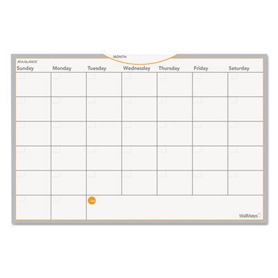 Wallmates Self-Adhesive Dry Erase Monthly Planning Surfaces, 18 X 12, White/Gray/Orange Sheets, Undated