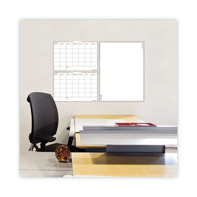 Wallmates Self-Adhesive Dry Erase Writing/Planning Surface, 36 X 24, White/Gray/Orange Sheets, Undated
