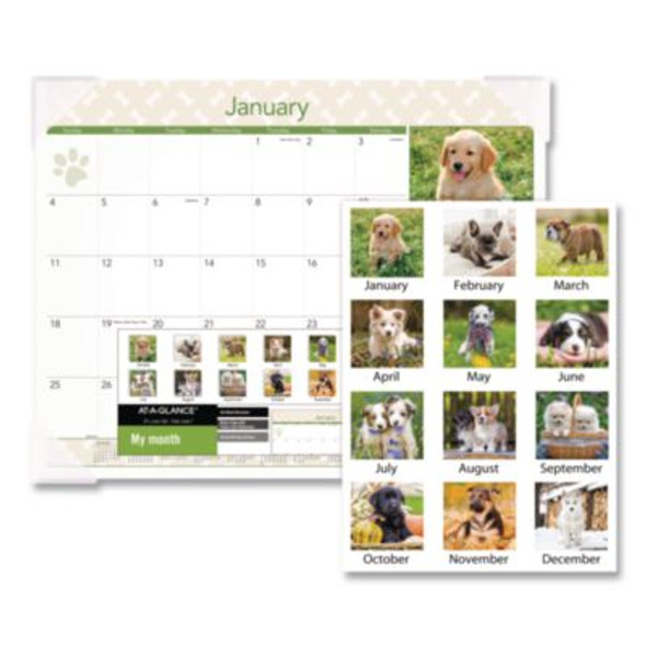 Puppies Monthly Desk Pad Calendar, Puppies Photography, 22 x 17, White Sheets, Clear Corners, 12-Month (Jan To Dec): 2026