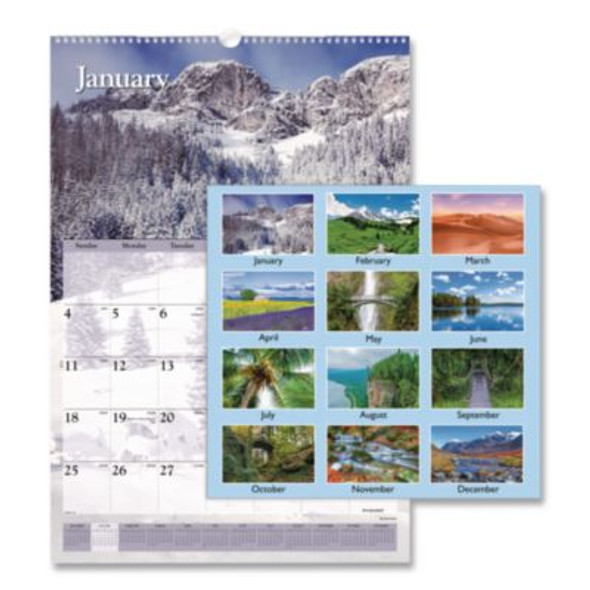 Scenic Monthly Wall Calendar, Landscape Photography, 15.5 x 22.75, White/Multicolor Sheets, 12-Month (Jan-Dec): 2026