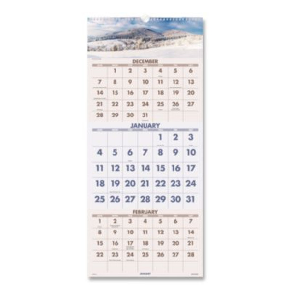 Scenic Three-Month Wall Calendar, Landscape Photography, 12 x 27, White Sheets, 14-Month: Dec 2025 To Jan 2027