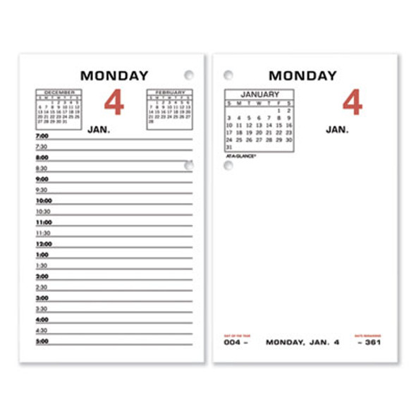 Two-Color Desk Calendar Refill, 3.5 x 6, White Sheets, 12-Month (Jan To Dec): 2026