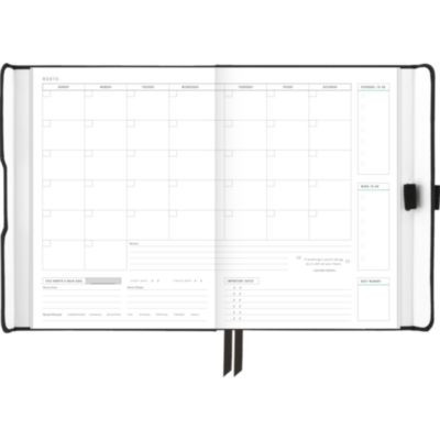 Foundation Undated Weekly/Monthly Planner, 8.5" x 6.75", Black Cover, 12-Month: Undated