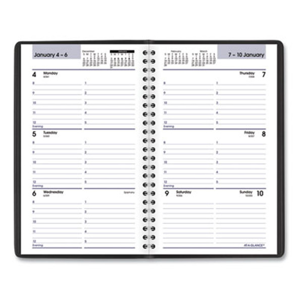 Dayminder Block Format Weekly Appointment Book, 8.5 x 5.5, Black Cover, 12-Month (Jan To Dec): 2026