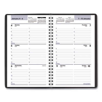 Dayminder Block Format Weekly Appointment Book, 8.5 x 5.5, Black Cover, 12-Month (Jan To Dec): 2026