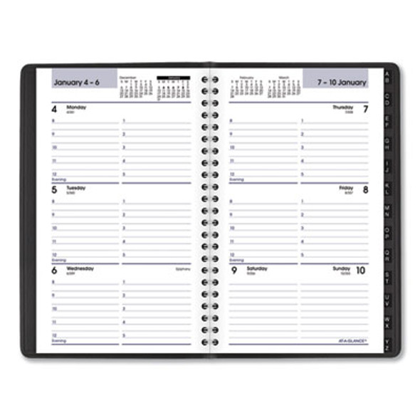 Dayminder Block Format Weekly Appointment Book, Tabbed Telephone/Add Section, 8.5 x 5.5, Black, 12-Month (Jan To Dec): 2026