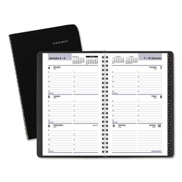 Dayminder Block Format Weekly Appointment Book, Tabbed Telephone/Add Section, 8.5 x 5.5, Black, 12-Month (Jan To Dec): 2026