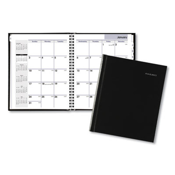 Dayminder Hard-Cover Monthly Planner With Memo Section, Unruled Blocks, 8.5 x 7, Black Cover, 12-Month (Jan To Dec): 2026