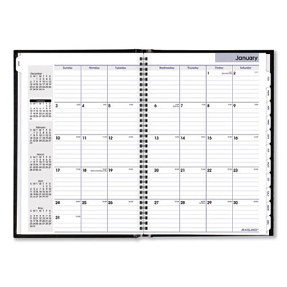 Dayminder Hard-Cover Monthly Planner, Ruled Blocks, 11.75 x 8, Black Cover, 14-Month: Dec 2025 To Jan 2027