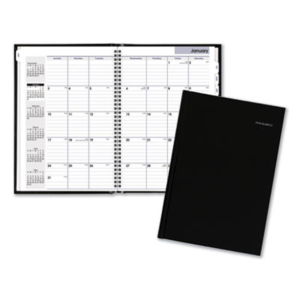 Dayminder Hard-Cover Monthly Planner, Ruled Blocks, 11.75 x 8, Black Cover, 14-Month: Dec 2025 To Jan 2027