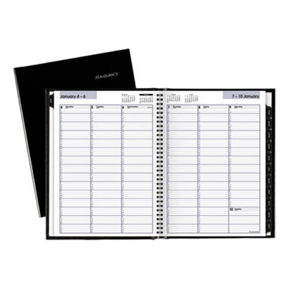 Dayminder Hardcover Weekly Vertical-Column Format Appointment Book, 11 x 8, Black Cover, 12-Month (Jan To Dec): 2026