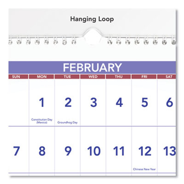 Deluxe Three-Month Reference Wall Calendar, Horizontal Orientation, 24 x 12, White Sheets, 15-Month: Dec 2025 To Feb 2027