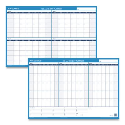 90/120-Day Undated Horizontal Erasable Wall Planner, 36 X 24, White/Blue Sheets, Undated