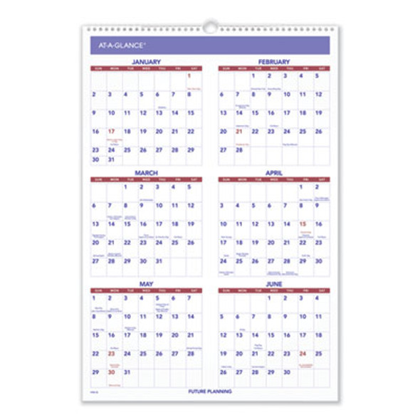 Three-Month Wall Calendar, 15.5 x 22.75, White Sheets, 12-Month (Jan To Dec): 2026