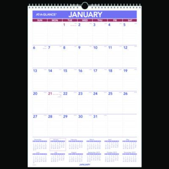 Erasable Wall Calendar, 12 x 17, White Sheets, 12-Month (Jan To Dec): 2026