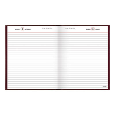 Standard Diary Daily Diary, 2026 Edition, Medium/College Rule, Red Cover, (200) 9.5 x 7.5 Sheets