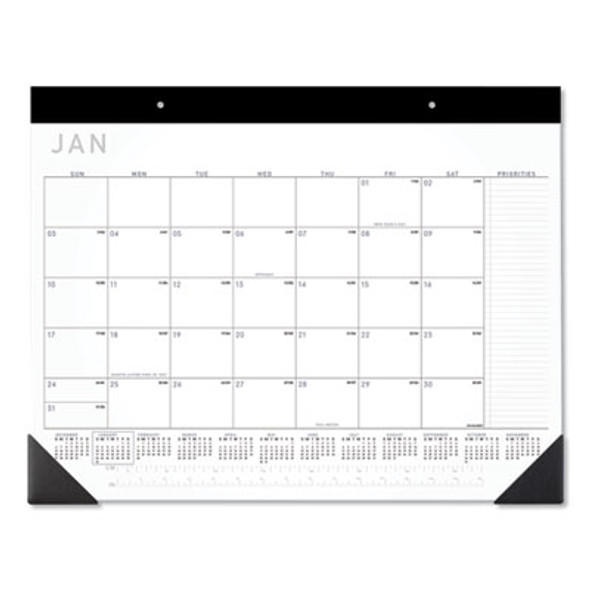 Contemporary Monthly Desk Pad, 22 x 17, White Sheets, Black Binding/Corners,12-Month (Jan To Dec): 2026