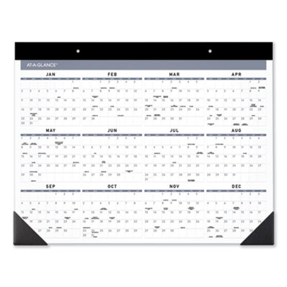 Contemporary Monthly Desk Pad, 22 x 17, White Sheets, Black Binding/Corners,12-Month (Jan To Dec): 2026