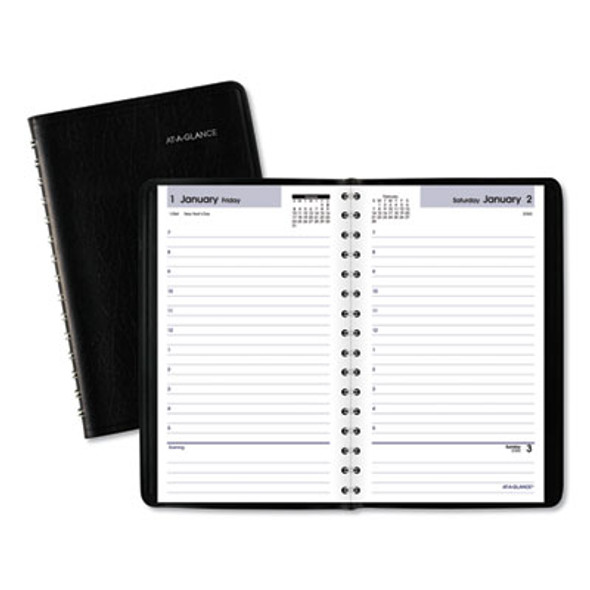 Dayminder Daily Appointment Book, 8" x 5", Black Cover, 12-Month (Jan To Dec): 2026