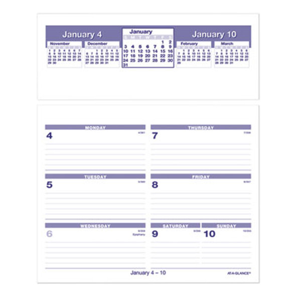 Flip-A-Week Desk Calendar Refill, 7 x 6, White Sheets, 12-Month (Jan To Dec): 2026