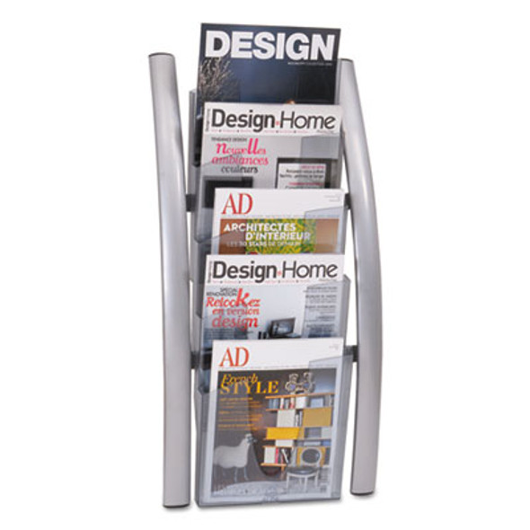 Wall Literature Display, 13w x 3.5d x 28.5h, Silver Gray/Translucent