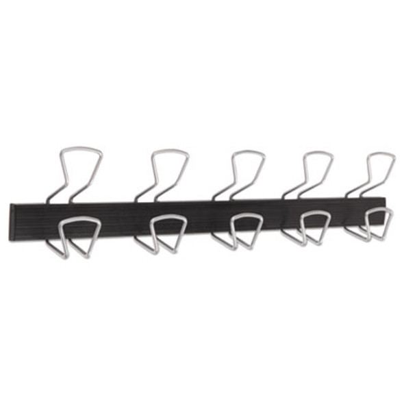 Wall-Mount Coat Hooks, 29.92 x 2.95 x 6.45, Metal, Silver, 22 Lb Capacity