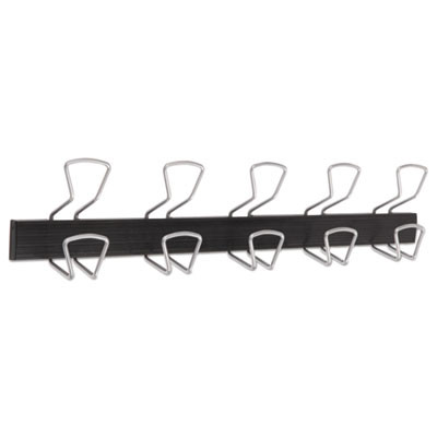 Wall-Mount Coat Hooks, 29.92 x 2.95 x 6.45, Metal, Silver, 22 Lb Capacity