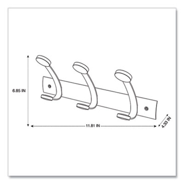 Wooden Coat Hook, Three Wood Peg Wall Rack, Brown/Silver, 45 Lb Capacity