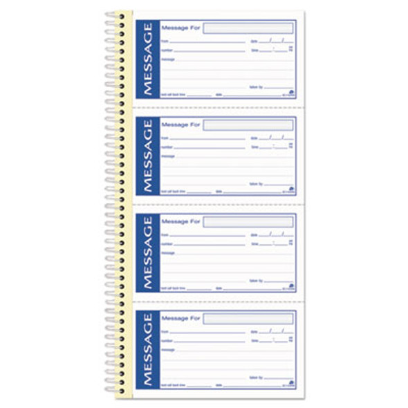 Write 'n Stick Phone Message Book, Two-Part Carbonless, 4.75 x 2.75, 4 Forms/Sheet, 200 Forms Total