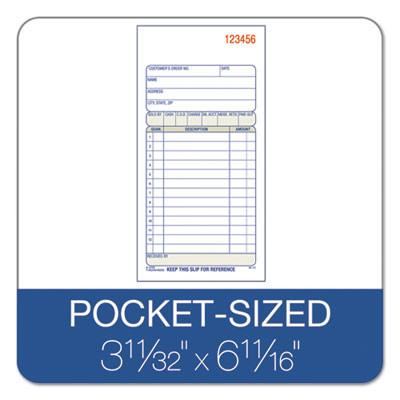 Multipart Sales Order Pad, Three-Part Carbonless, 3.25 x 7.13, 50 Forms Total