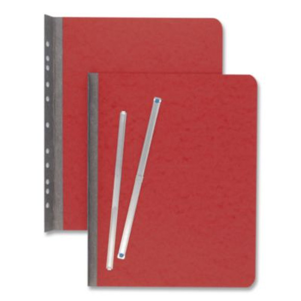 Pressboard Report Cover With Tyvek Reinforced Hinge, Two-Piece Prong Fastener, 2" Capacity, 8.5 X 14, Red/Red