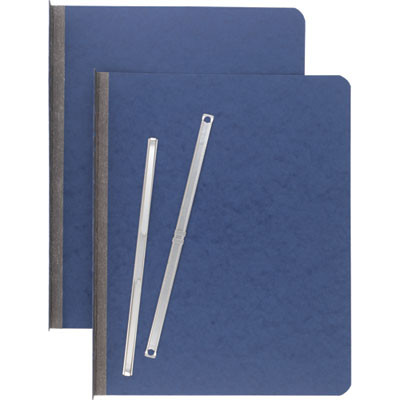 Pressboard Report Cover With Tyvek Reinforced Hinge, Two-Piece Prong Fastener, 3" Capacity, 8.5 X 11, Dark Blue/Dark Blue