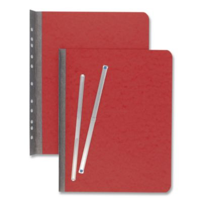 Presstex Report Cover With Tyvek Reinforced Hinge, Side Bound, Two-Piece Prong Fastener, 3" Capacity, 14 X 8.5, Red/Red