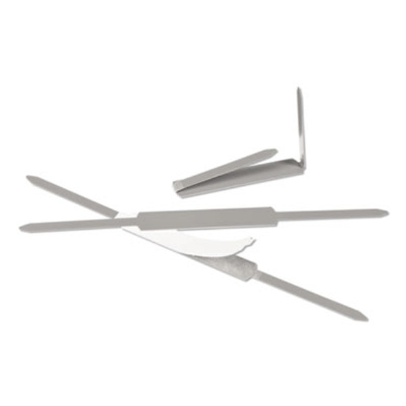 Self-Adhesive Two-Prong Paper Fastener Bases, 1" Capacity, 2.75" Center To Center, Matte Steel, 100/Box