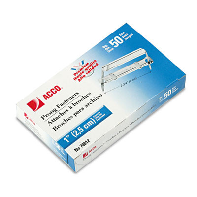 Premium Two-Piece Two-Prong Paper Fastener Base And Compressor Sets, 1" Capacity, 2.75" Center To Center, Silver, 50/Box